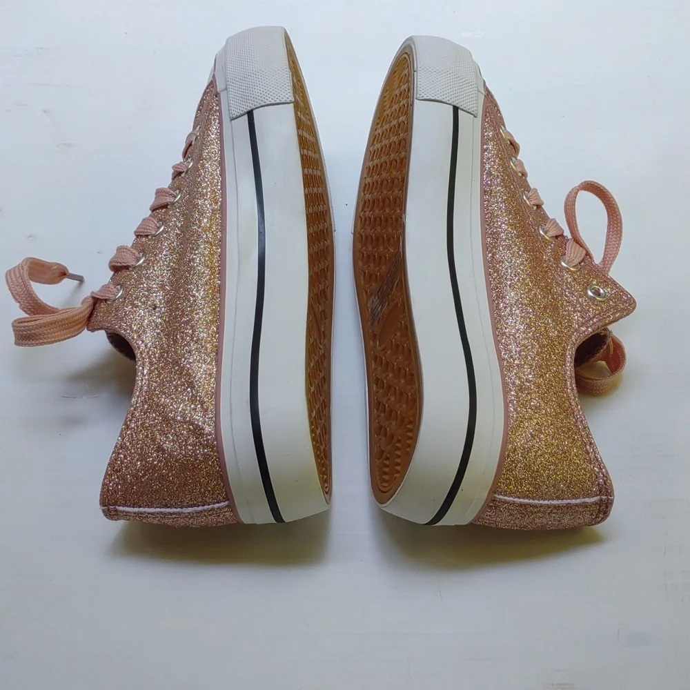 Olivia Miller Corsano Pink Sparkle Lace Up Sneakers